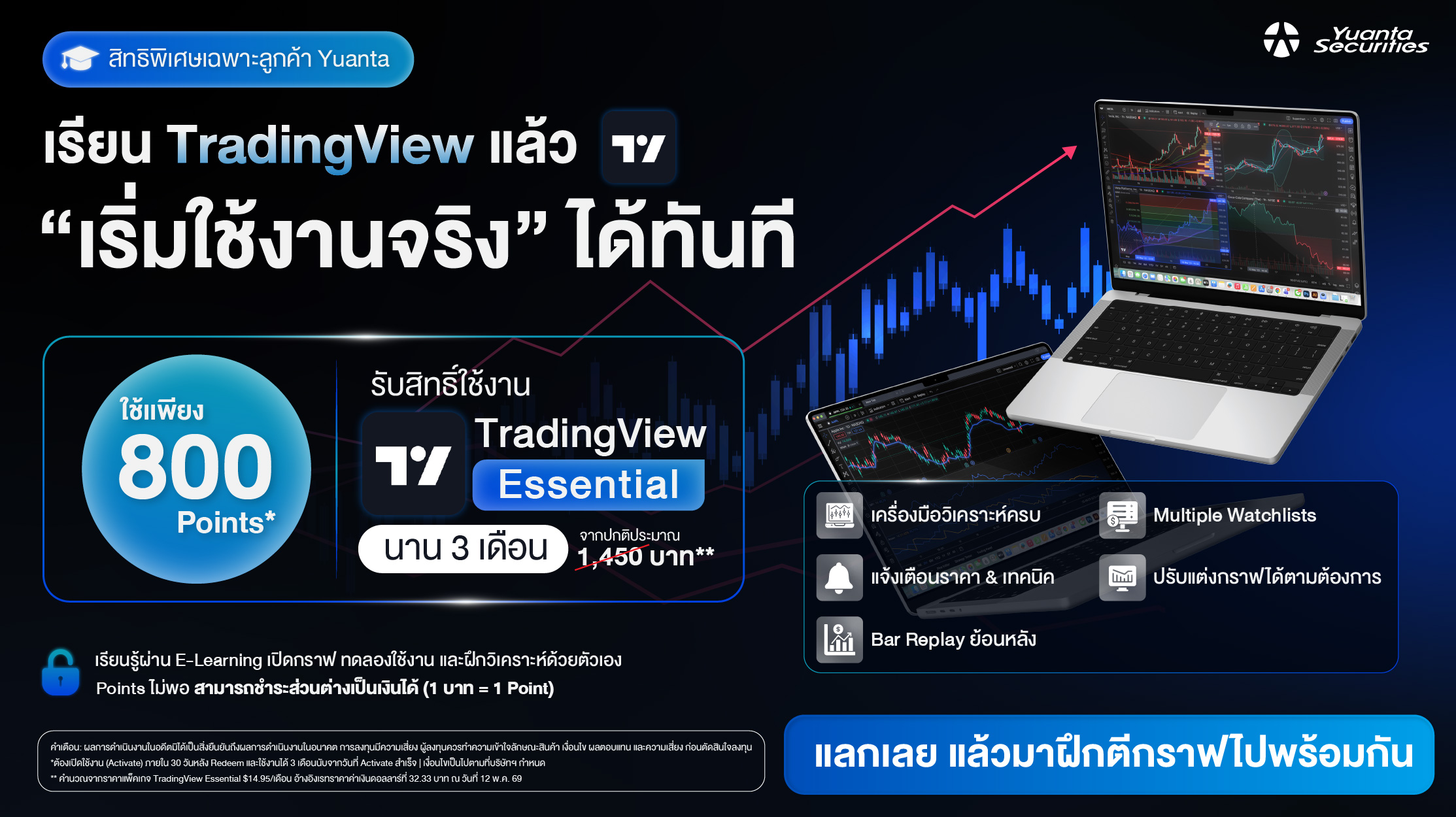 ทดลองใช้ TradingView Essential ไปพร้อมกับการเรียน